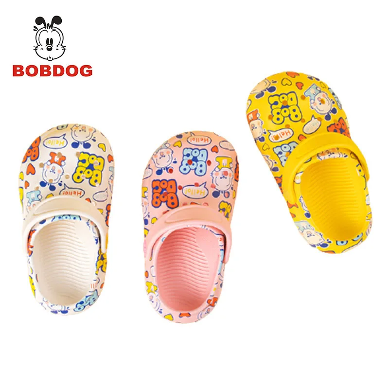 

Bobdog children's hole shoes summer new fashion baby cute cartoon printing non-slip soft bottom home sandals and slippers