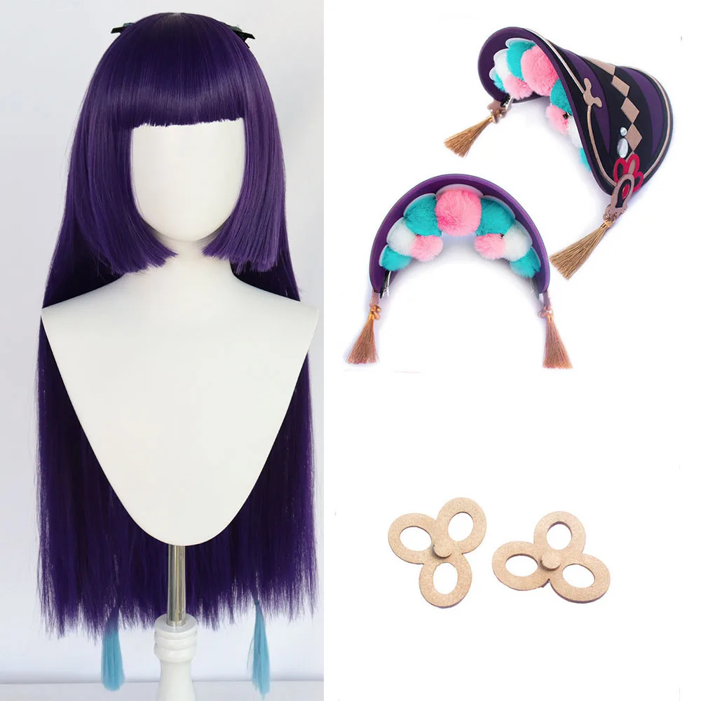 

Парик для косплея по мотивам игры «Genshin Impact» на Хэллоуин Юнь Цзинь, парик с косами, костюмы для косплея Yunjin, головной убор с длинными волосами на Хэллоуин