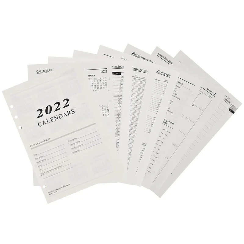 

A5 Filled Paper-English A5 Plan Paper, Suitable for A5 Filled Paper 6-Hole Travel Notebook, Diary Notebook
