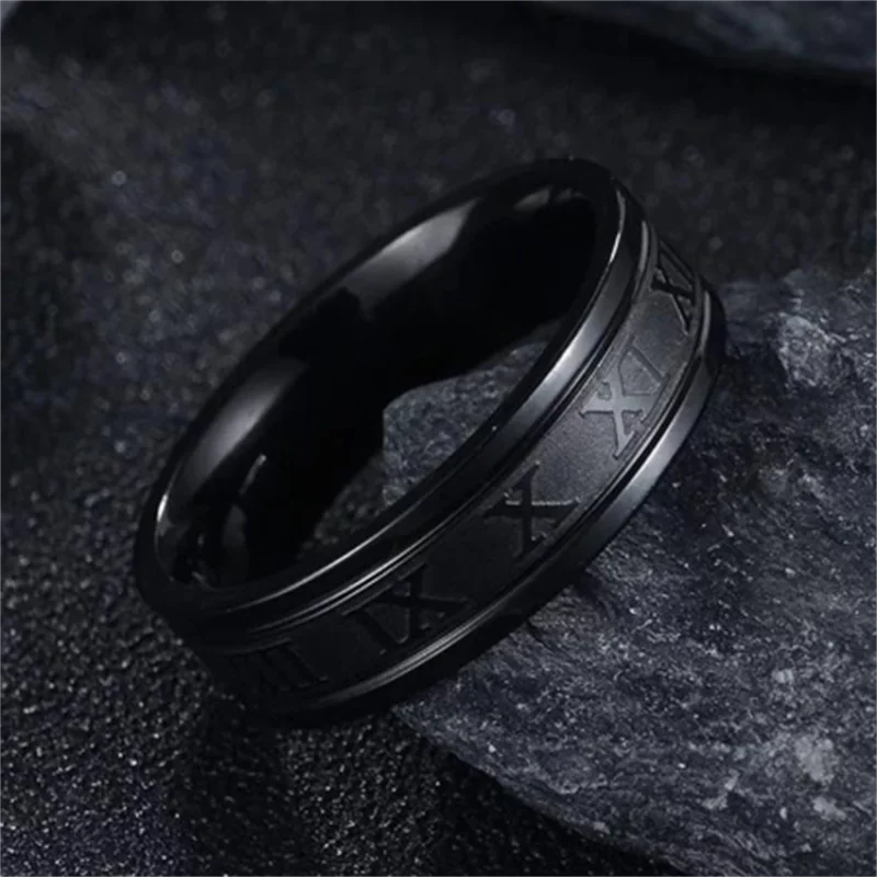 

2020 Vintage Roman Numerals Men Rings Temperament Fashion 6mm Width Stainless Steel Rings For Men Jewelry Gift wholesale