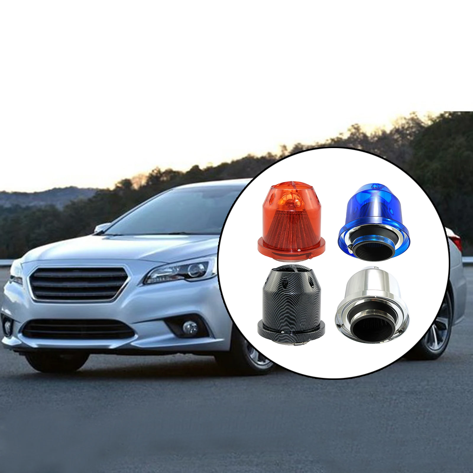 

Воздушный фильтр с высокой тепловой щиткой, круглая конусная головка с холодным воздухом, аксессуары для автомобиля, 3 дюйма, 76 мм