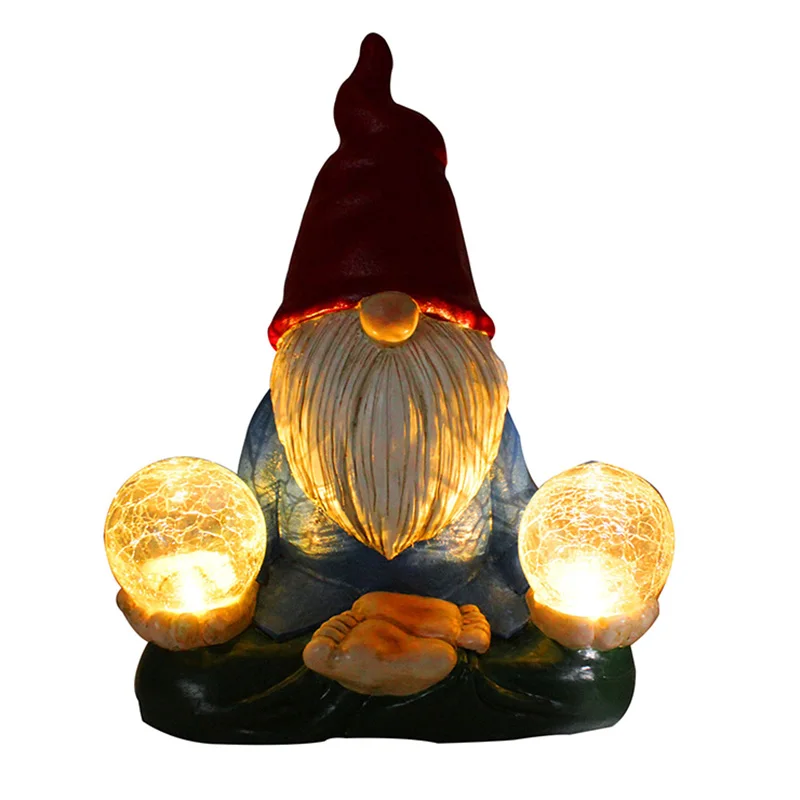 

Solar Gnome Statue Resin Figurines Solar Garden Sculpture Light for Patio Yard BENL889