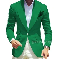 male plus size classic greenwhitebrown peak lapel blazer men fashion casual wedding groom slim suit jacket singers costume