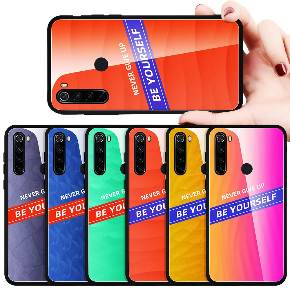 Модный чехол для телефона Xiaomi Redmi Note 8 8pro mi 9 защитная задняя крышка из закаленного стекла мягкий полиуретановый край чехол Coque