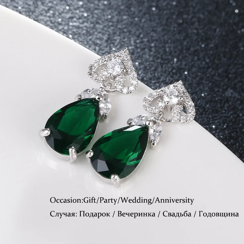 

Charm Female Crystal Blue Drop Earrings Cute Silver Color Dangle Earings for Women Trendy Wedding Earrings
