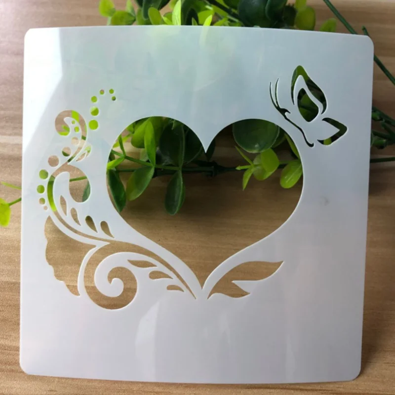 

2pc Butterfly Heart Cake Stencils Accessories Template Painting Scrapbooking Embossing Stamping Album Card 13cm