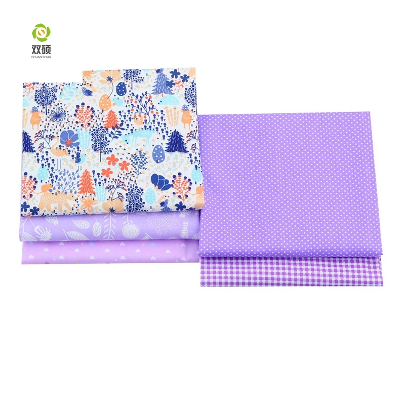 Новый Фиолетовый Цветочный пэчворк из хлопка Ткань жира квартале пучки