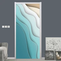 modern abstract door sticker 3d geometric line mural wallpaper pvc self adhesive waterproof door poster home decor wall stickers