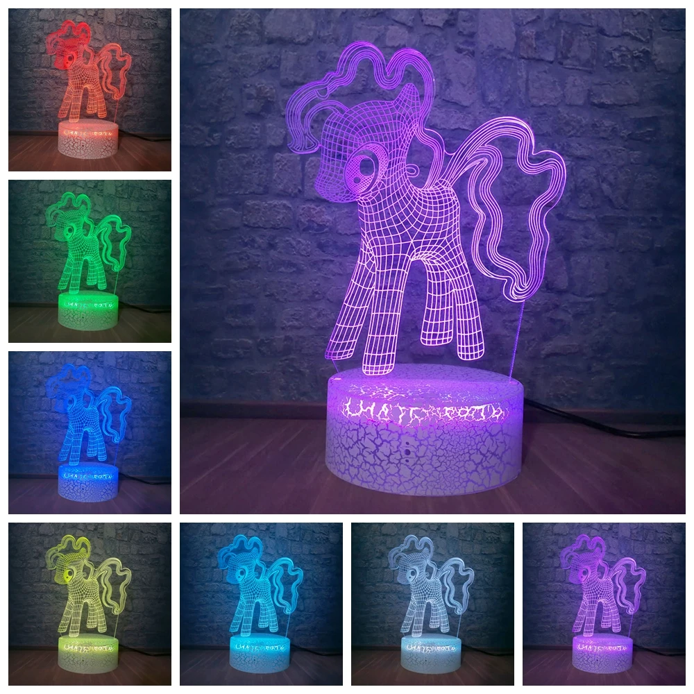 3D ночник с изображением лошади пони единорога Детский Светильник для девочек