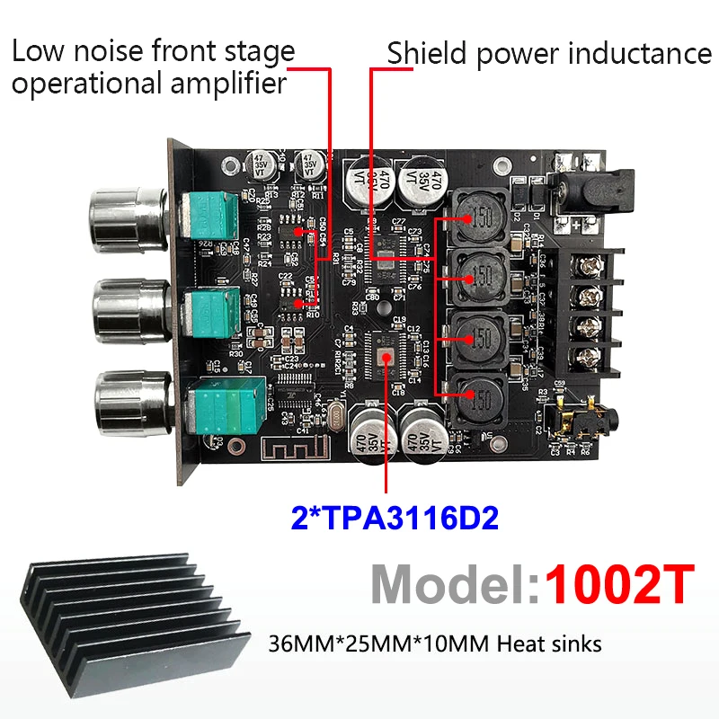2*100W Блютуз 5.0 TI TPA3116D2 Класс D HiFi Стерео Аудио Цифровой Усилитель Мощности Доска Тон Домашний Кинотеатр Эквалайзер Амп