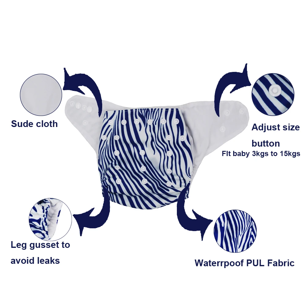 Современные тканевые подгузники детские с карманами Моющиеся Многоразовые для