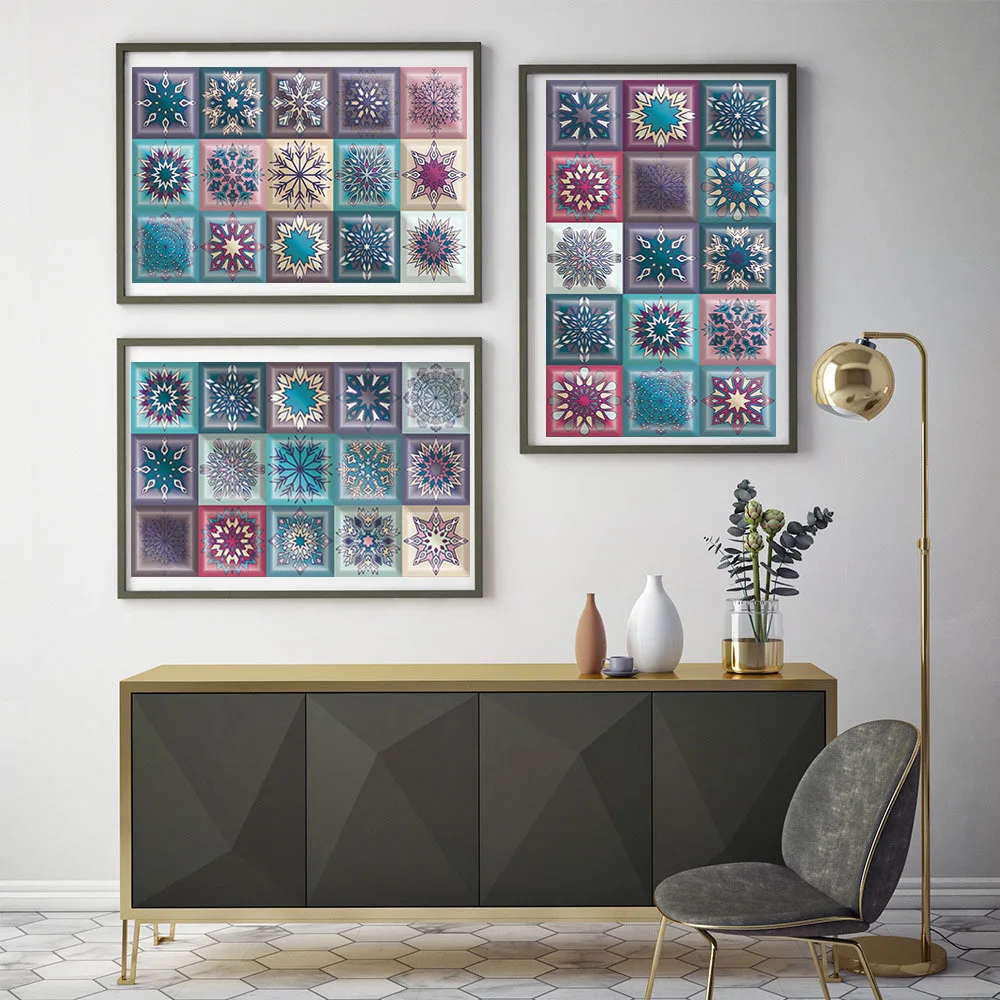 

DIY Mandala Pattern Sticker Adhesive Tile Decorative Film For Tiles Waterproof For kitchen Bathroom