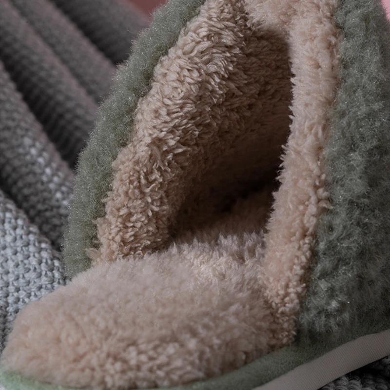

Winter New Women Bow Fur Slippers Warm Flock Plush Bedroom Ladies Flat Cotton Shoes Autumn House Women Furry Slippers