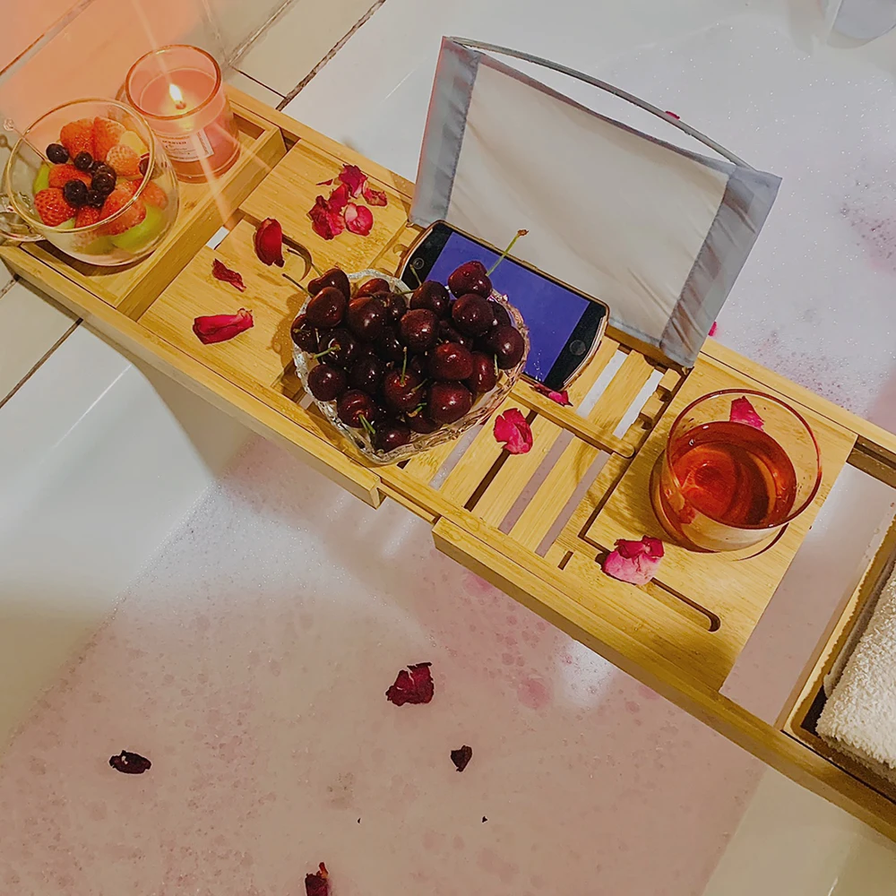 Бамбуковая ванна роскошная полка для ванны мостик поднос коляски подставка вина