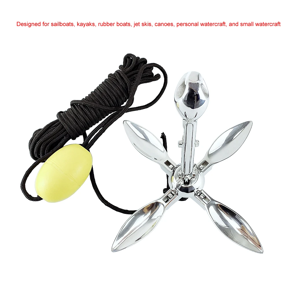 

0.7 or 1.5KGS SS316 Umbrella Anchor Docking Deck Hardware Boat 4-tine Folding Grapnel Anchor Marine Yacht Sailboat Watercraft