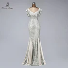 Элегантное уникальное вечернее платье с воротником, длинное серебристое платье, вечерние платья с юбкой-годе, красивое вечернее платье