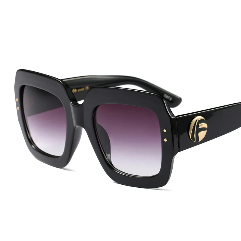 

HBK New Sunglasses -Women Square Oversized Sunglasses Women Fashion Sun Glasses Lady Brand Designer Vintage Shades Gafas Oculos