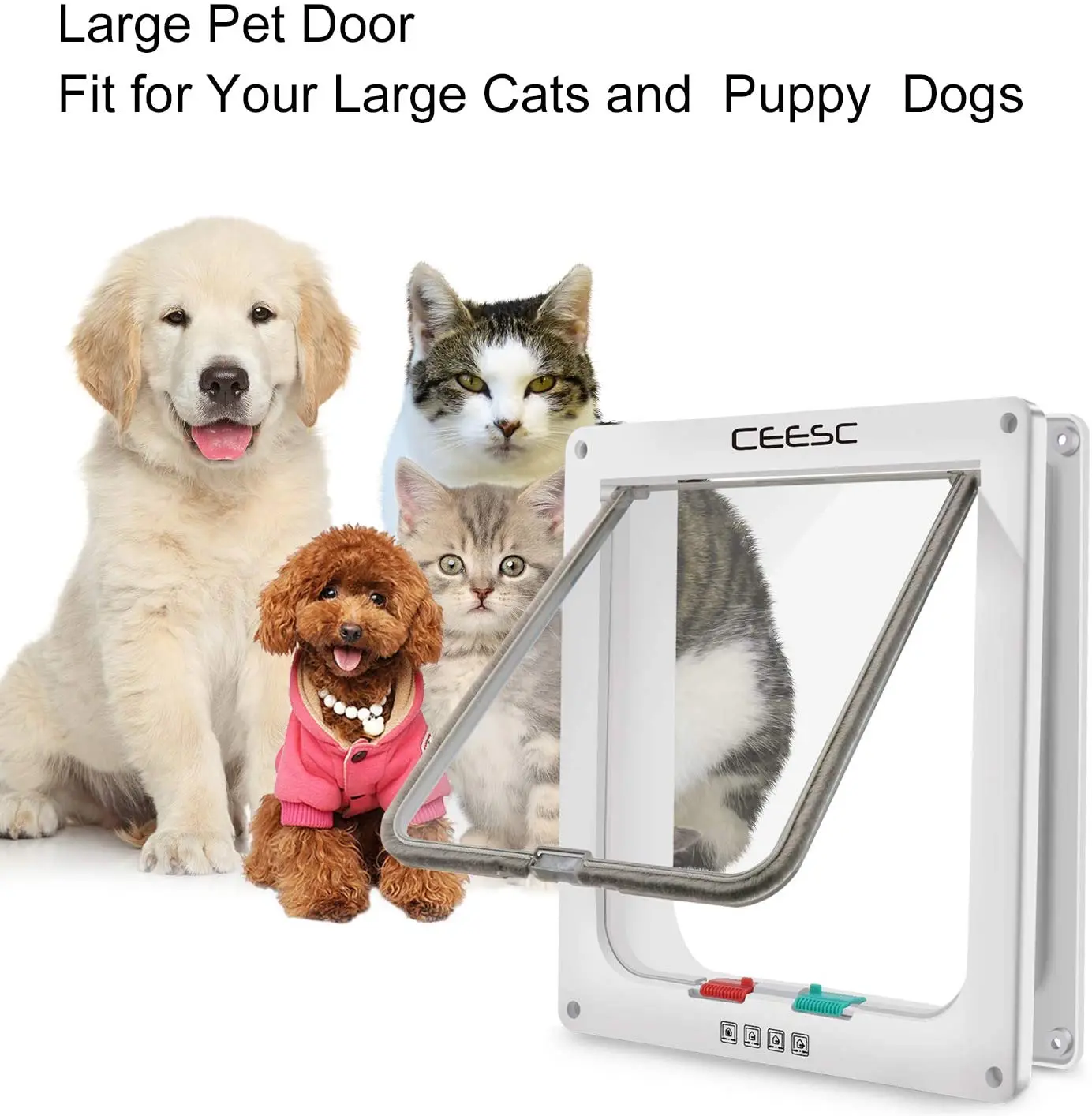 

Откидная дверь для собак и кошек с 4-сторонней блокировкой, охранный замок из АБС-пластика, откидная дверь для собак и кошек, компактные адре...