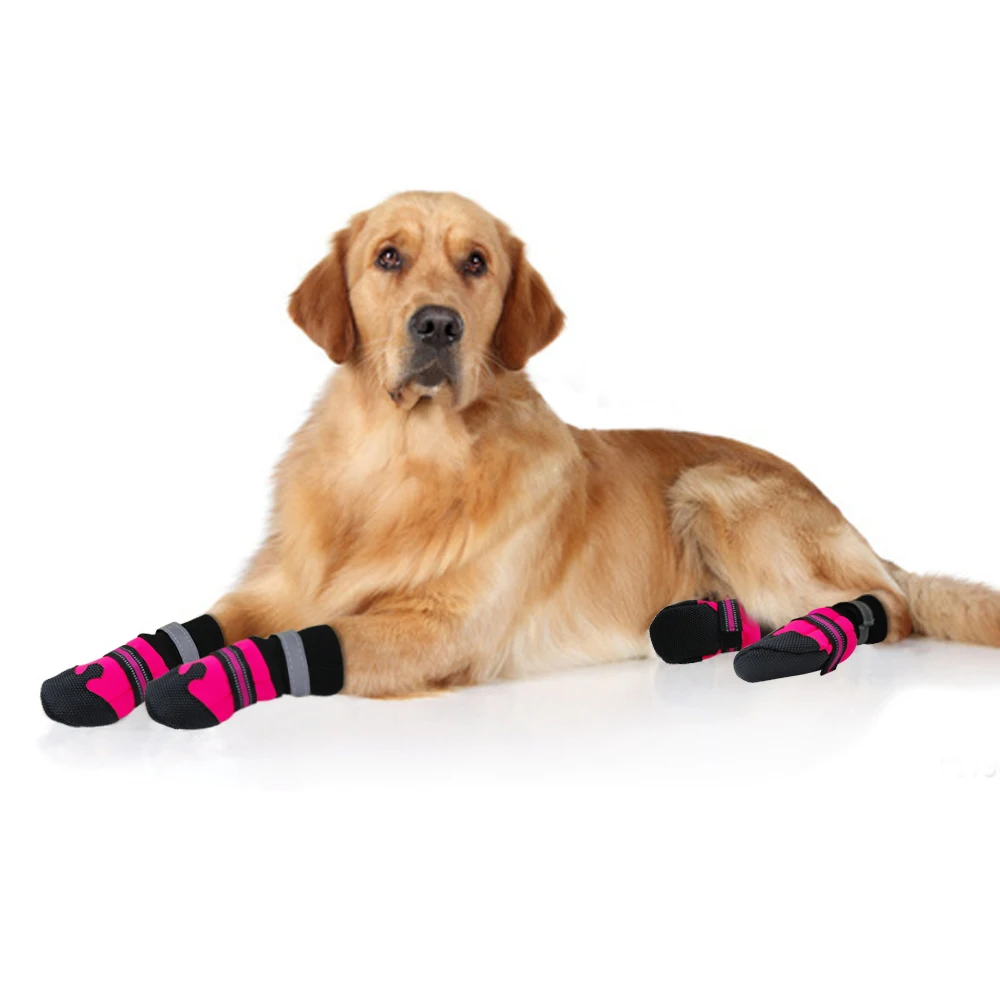 

4pcs Waterproof Winter Pet Dog Shoes Anti-slip Snow Pet Boots Paw Protector Warm Reflective For Medium Large Dogs Labrador Husky