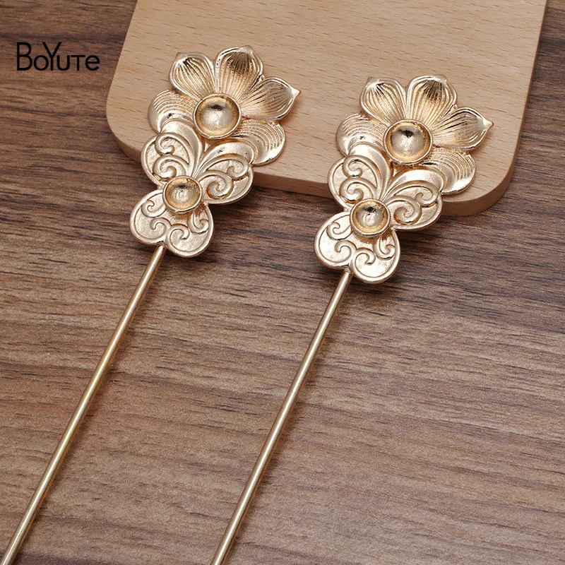 

BoYuTe (5 Pieces/Lot) 35*55MM Metal Alloy Flower Hair Sticks Diy Handmade Bridal Hair Jewelry Accessories Wholesale