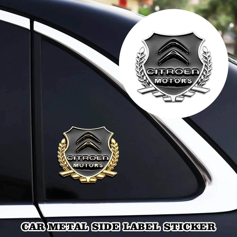 

Creative Car Logo Side Door Decals 3D Metal Alloy Emblem Window Body Sticker Accessories For Citroen C4 C5 C3 C2 C1 C4L C6 Grand