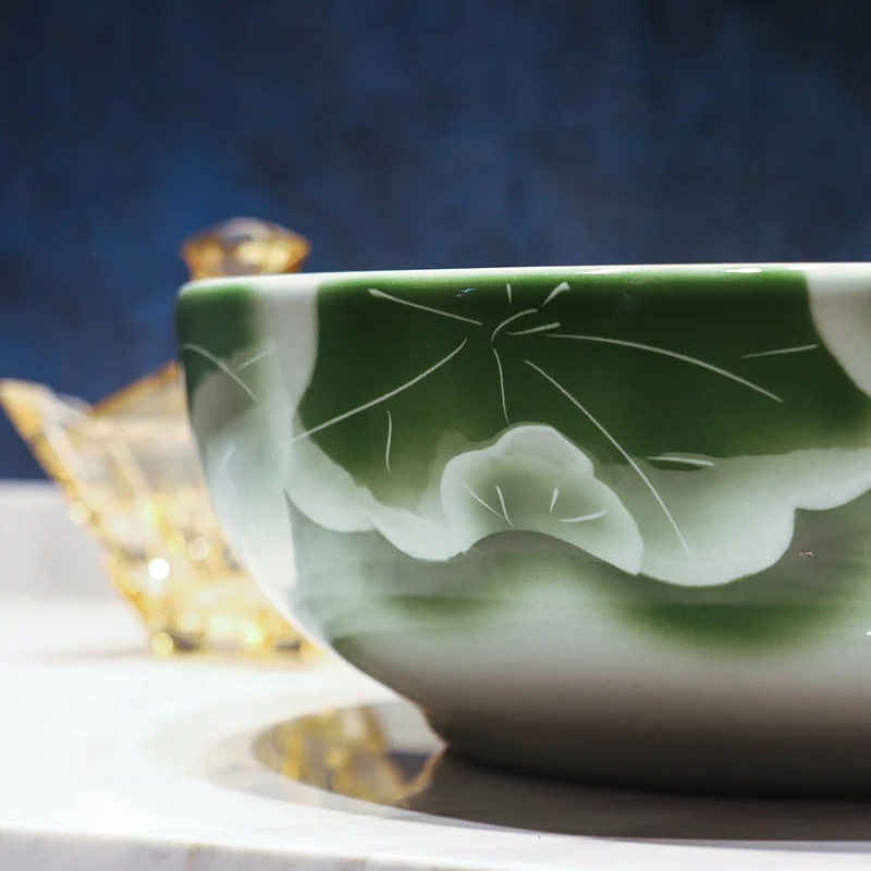 Круглая керамическая раковина для ванной комнаты Jingdezhen умывальника |