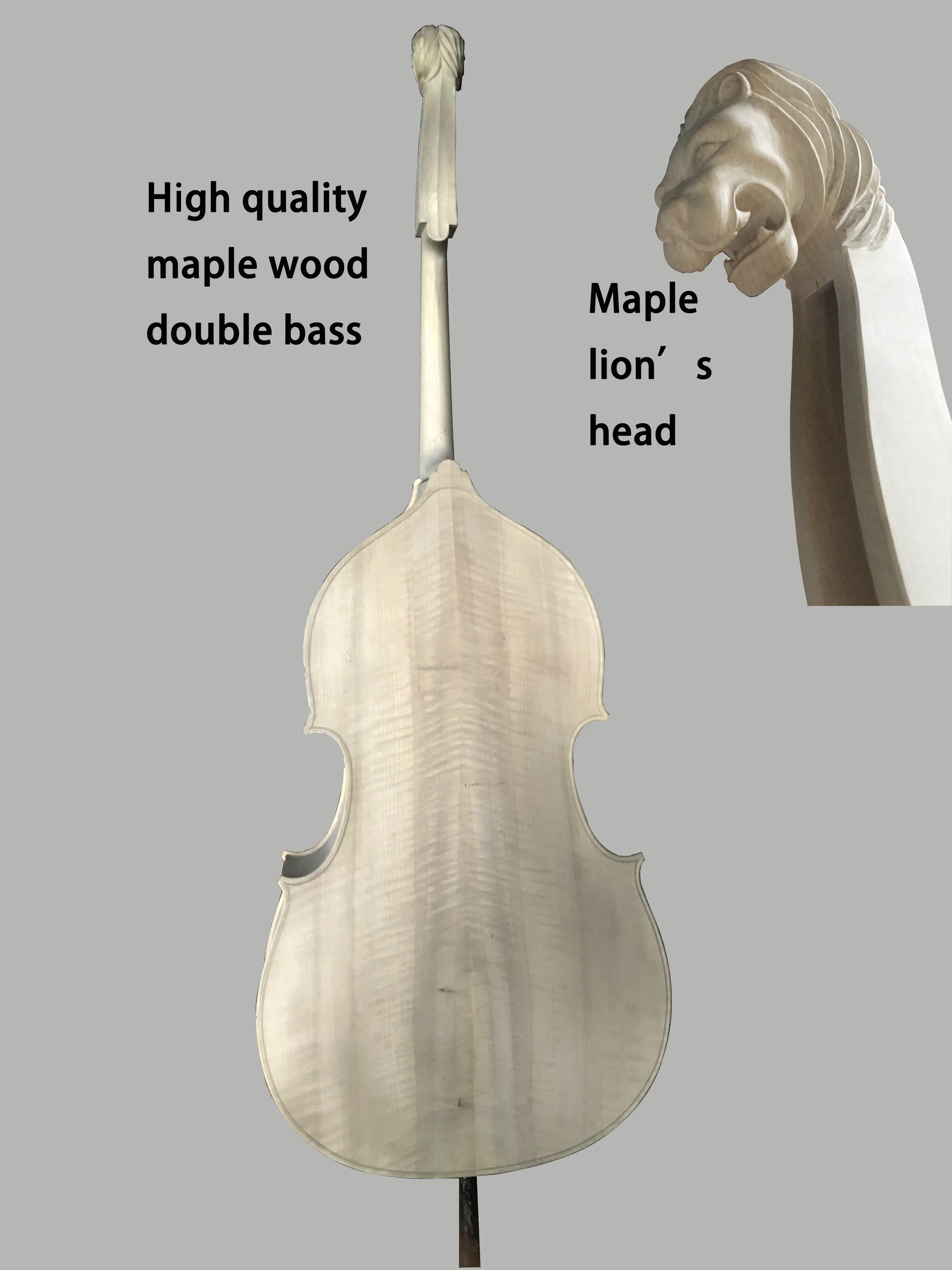 

3 / 4 Bass Custom Shape White Upright Bass DIY Contrabass Semi-finished Lion Head 3/4 Double Bass All European Wood Unfini