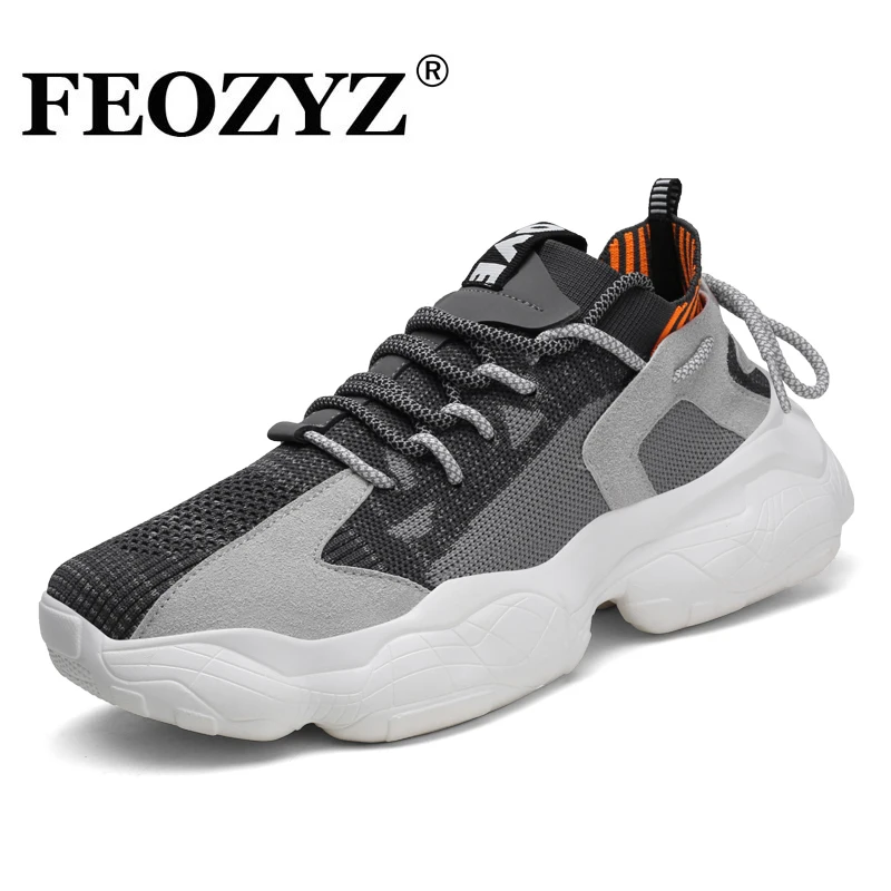 

FEOZYZ Breathable Men's Casual Shoes Chunky Sneakers Knit Upper Running Shoes Sports Footwears Zapatos Hombre Zapatillas