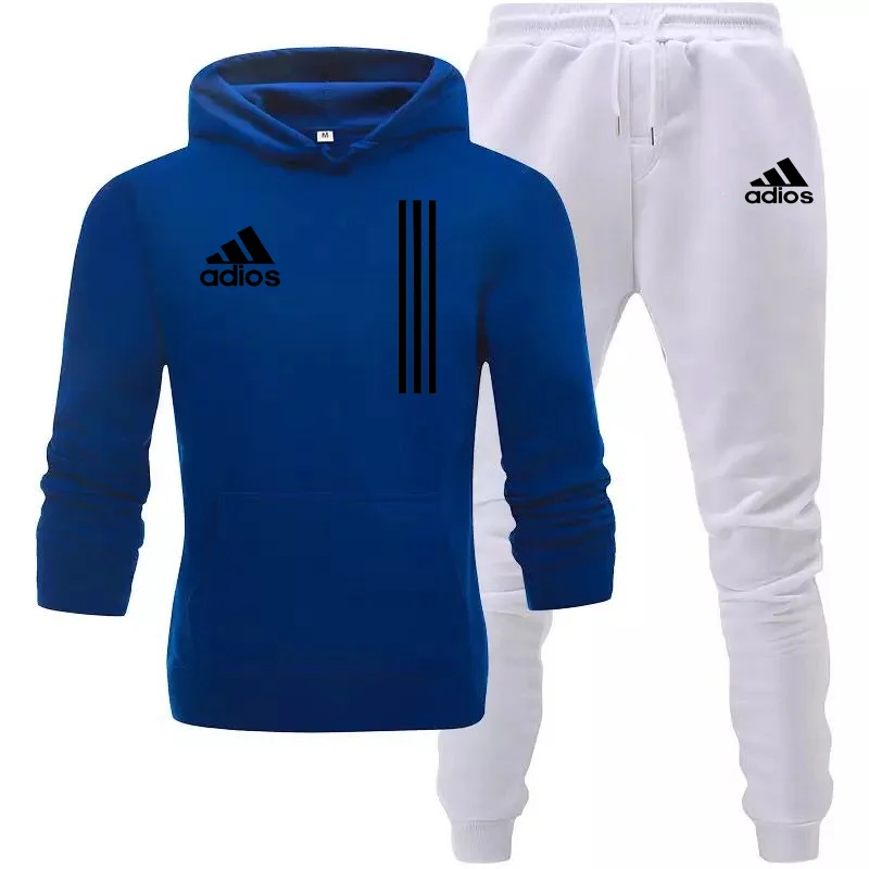 

New adios men's autumn and winter suit pullover hoodie + pants two-piece casual sportswear men's sports shirt gym brand clothing