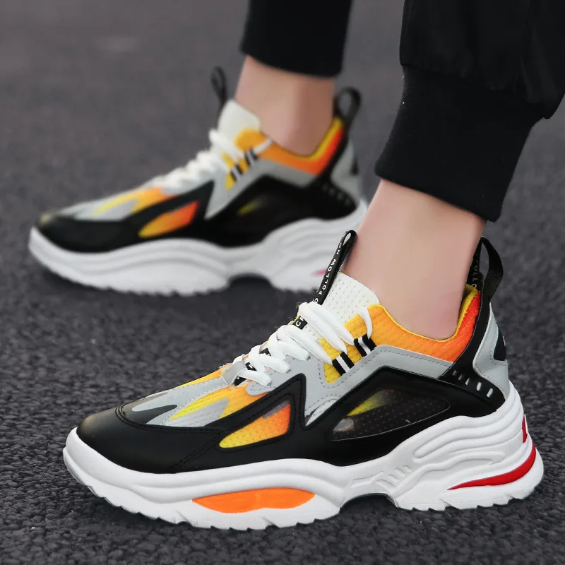 

New Fashion Men Casual Chunky Sneakers Mens Shoes Tendencia Breathable Designer Zapatillas De Hombre Flame Platform Shoes Men