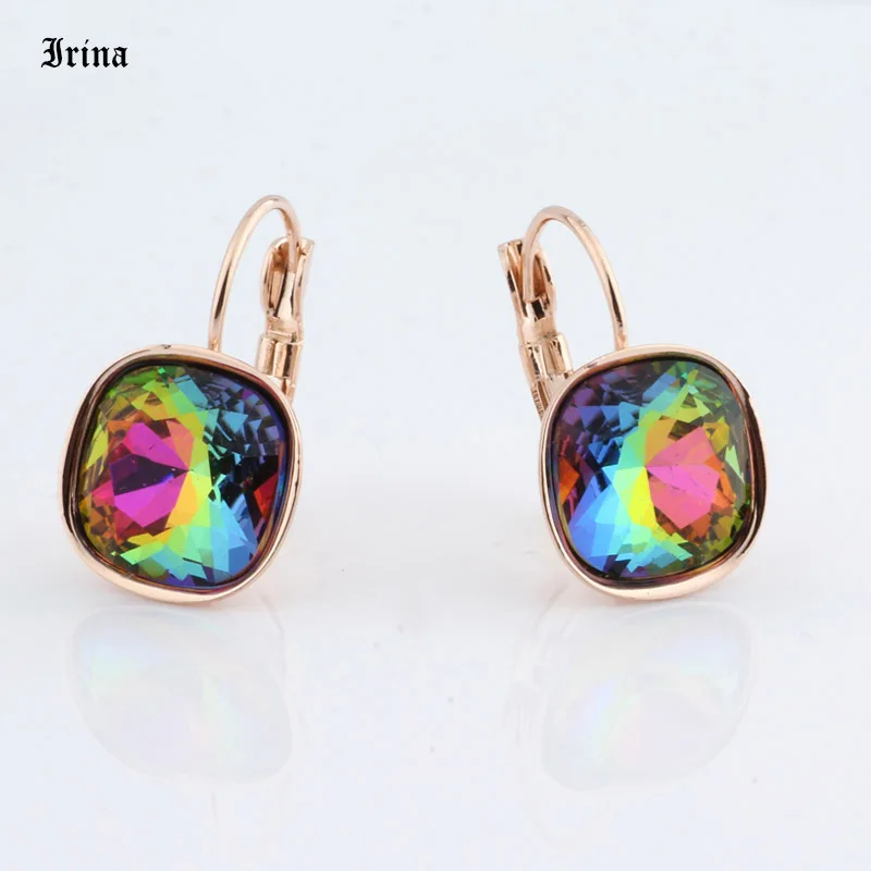 Роскошные романтичные серьги 12 мм * с цветными кристаллами подвески розового