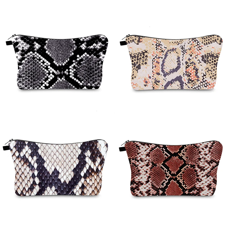 Сумки для макияжа с рисунком змеи косметички 3D принтом путешествий женские сумки