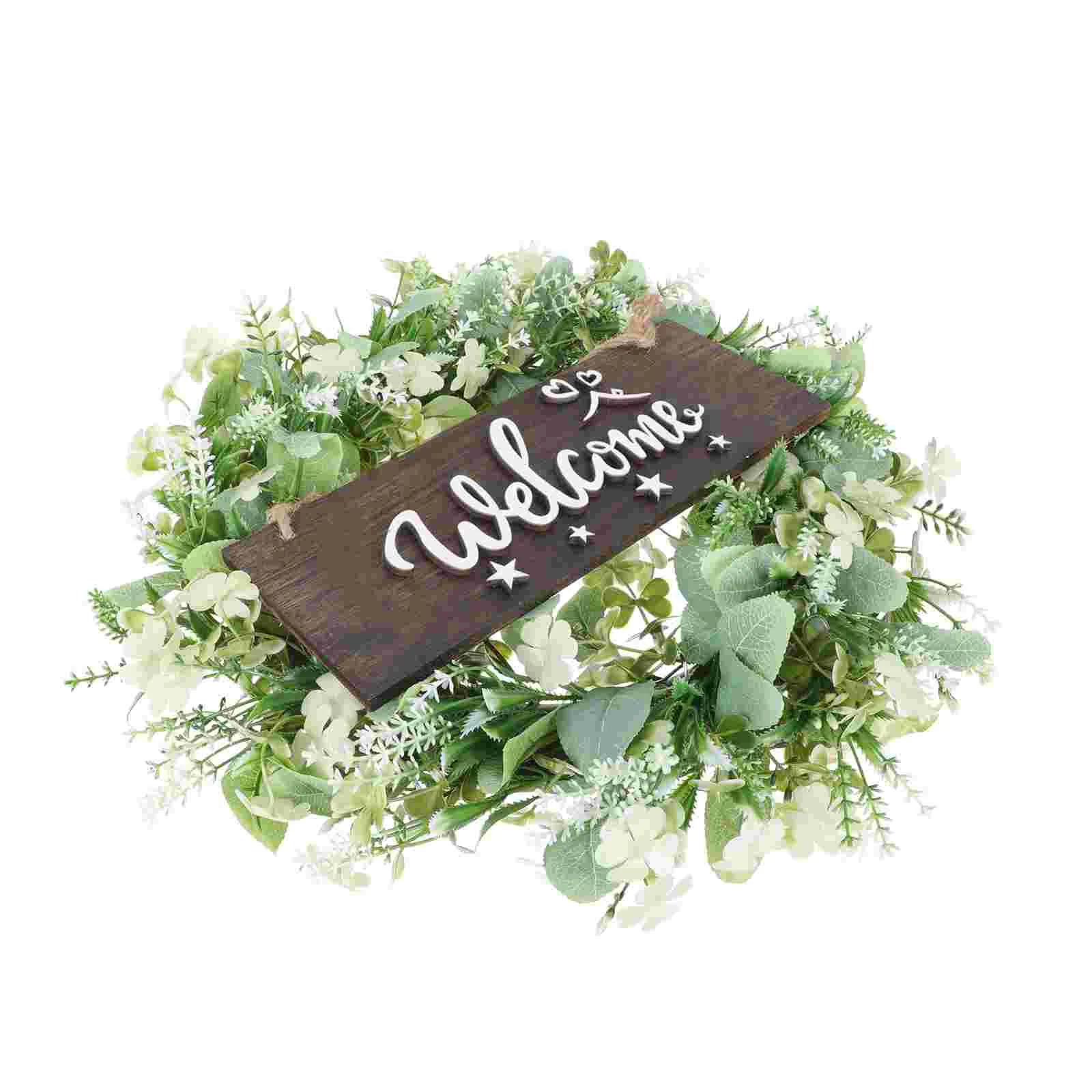 

1Pc Door Hanging Wreath Decorative Garland Simulation Eucalyptus Wreath Green