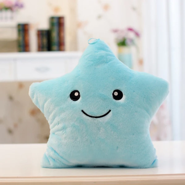 Blue Star Светящаяся Подушка Звездная Подушка красочная светящаяся плюшевая кукла-подушка светодиодный светильник игрушки подарок для девочки детский Рождественский плюшевый светильник игрушки Горячие - Цвет: Blue Star