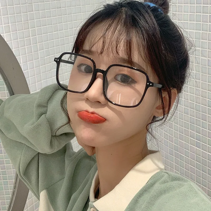 

Blue Light Glasses Frame Computer Glasses Big Square Transparent Female Women's Eyeglasses Frame Myopia Glasses -1 -2 to -6