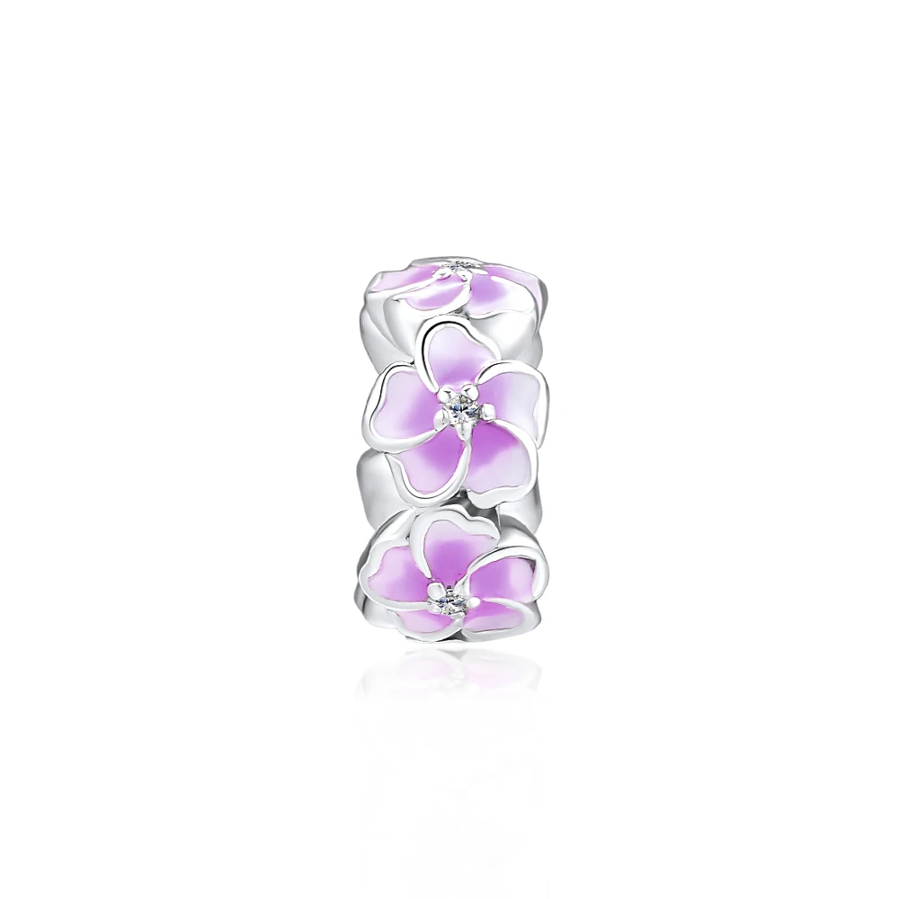 

Fits for Pandora Charms Bracelets Magnolia Bloom Beads with Pale Purple Enamel 100% 925 Sterling Silver Jewelry Free Shipping