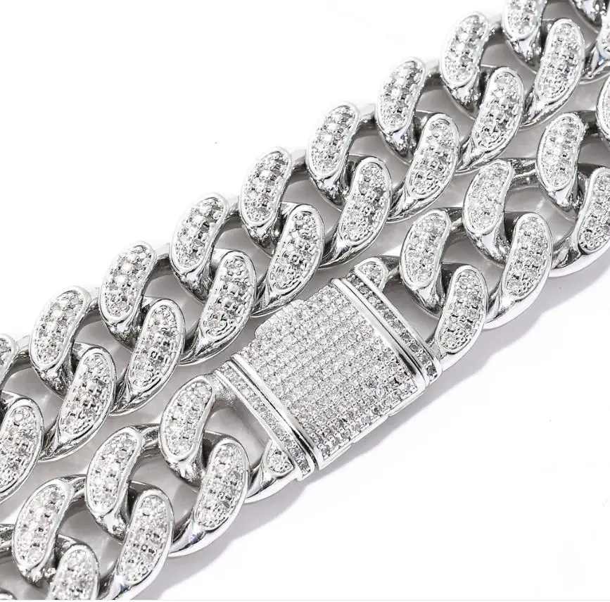 Кубинская цепочка в стиле хип-хоп мужское ожерелье с цепочкой 15 мм полностью из