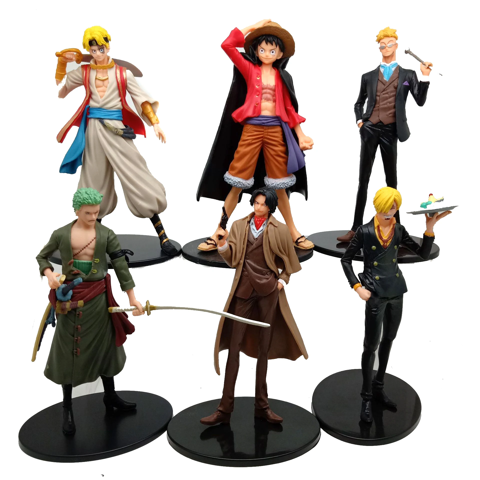 

6pcs/lot New One Piece Monkey D Luffy Ace Sanji Roronoa Zoro Marco PVC Action Figure Anime Toys Doll