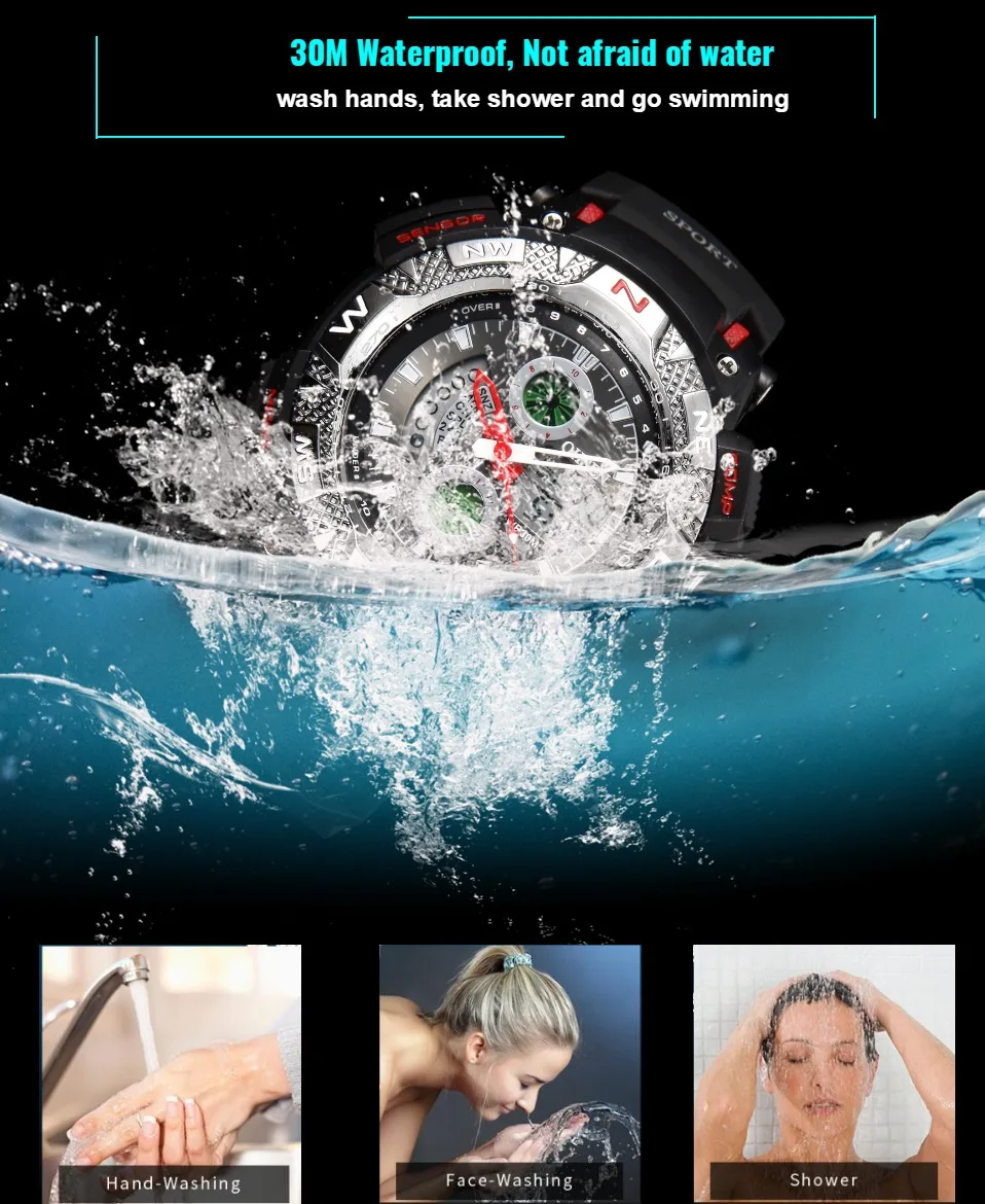 Часы наручные OHSEN Мужские кварцевые цифровые спортивные водонепроницаемые с