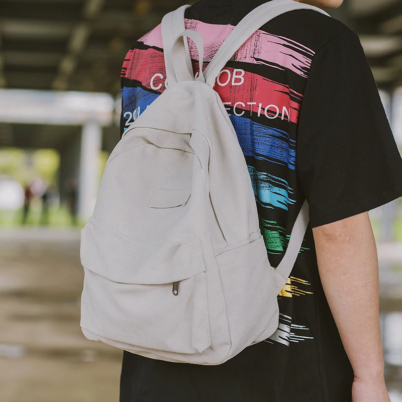 Модный мужской однотонный рюкзак холщовые школьные сумки для ноутбука мальчиков