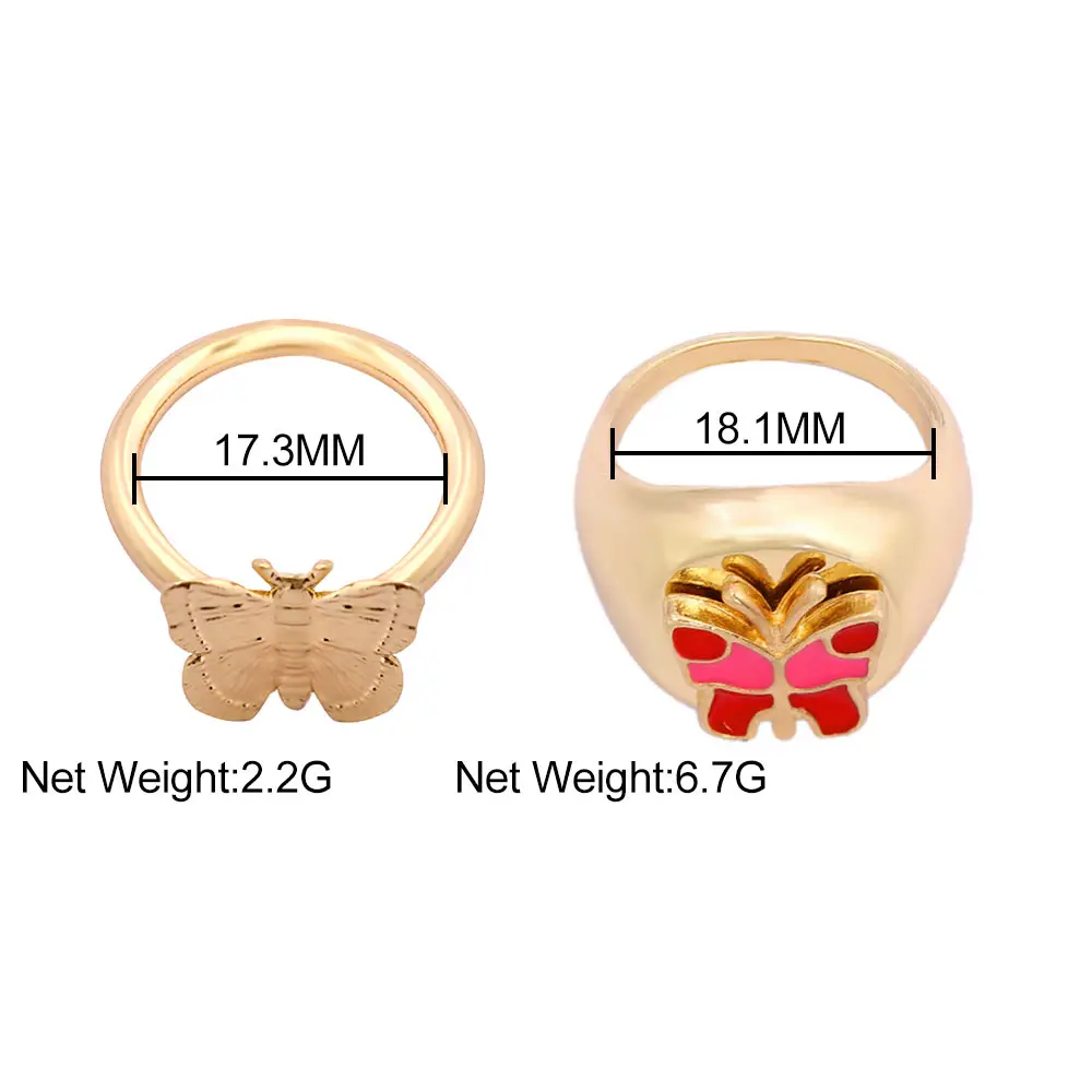 

Flatfoosie Gold Silver Color Metal Butterfly Rings Sets For Women Boho Trendy Enamel Animal Rings Female 2021 New Jewelry Gift