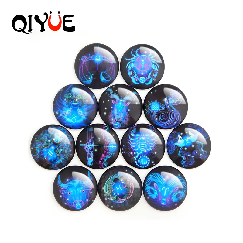 QIYUE 12 созвездий Магнитная Хрустальная круглая стеклянная наклейка на