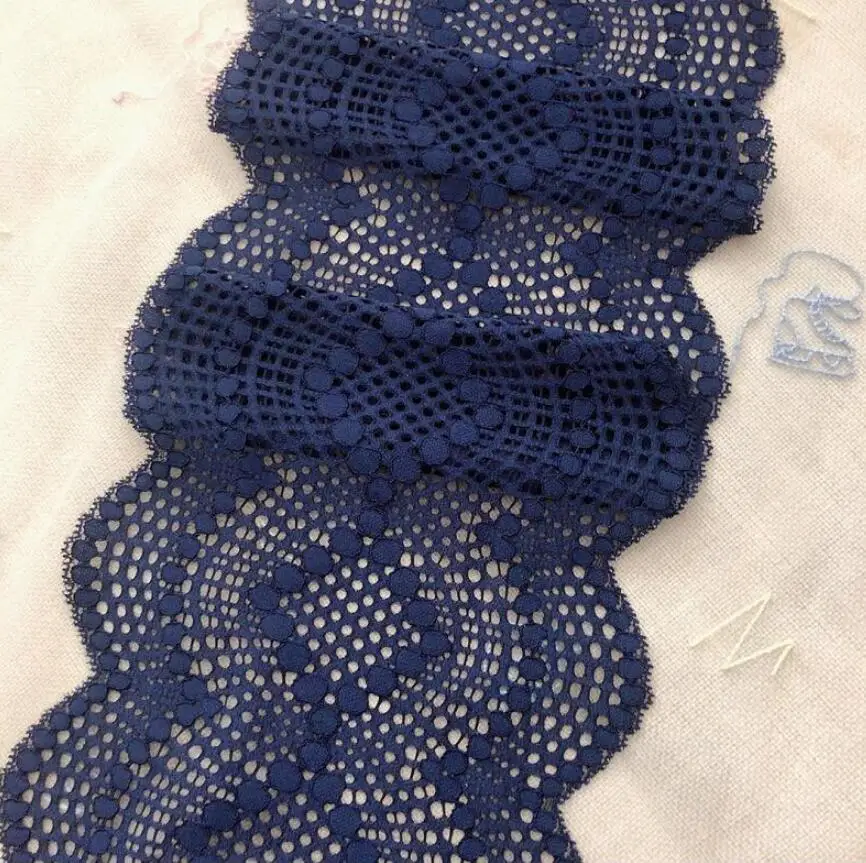 1 метр 19 см ширина темно-синяя эластичная кружевная отделка ручной работы
