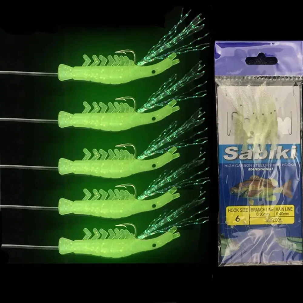 

2 Sets Luminous Shrimp hook Fishing Lure Hook Tack Bait Jigs Hook Sabiki Rigs Soft Lure Fishing Hooks Sea Fishing Hooks
