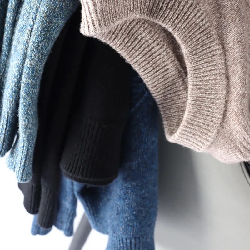 

100% Pure Wool Sweater Autumn and Winter Thick Warm Knitted Sweater Middle-aged Sweater Men's Sweater Round Neck Sweater