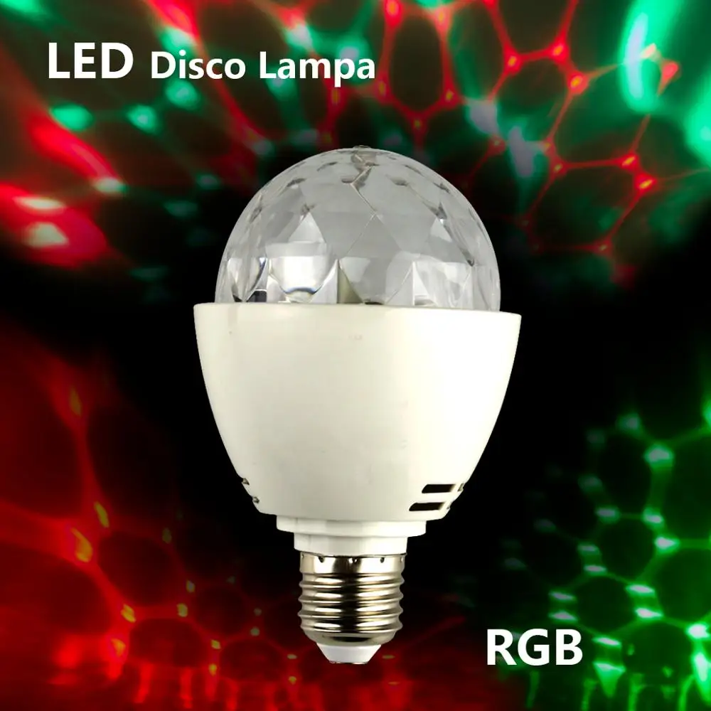 E27 Светодиодный светильник для дискотеки вращающаяся цветная лампа RGB