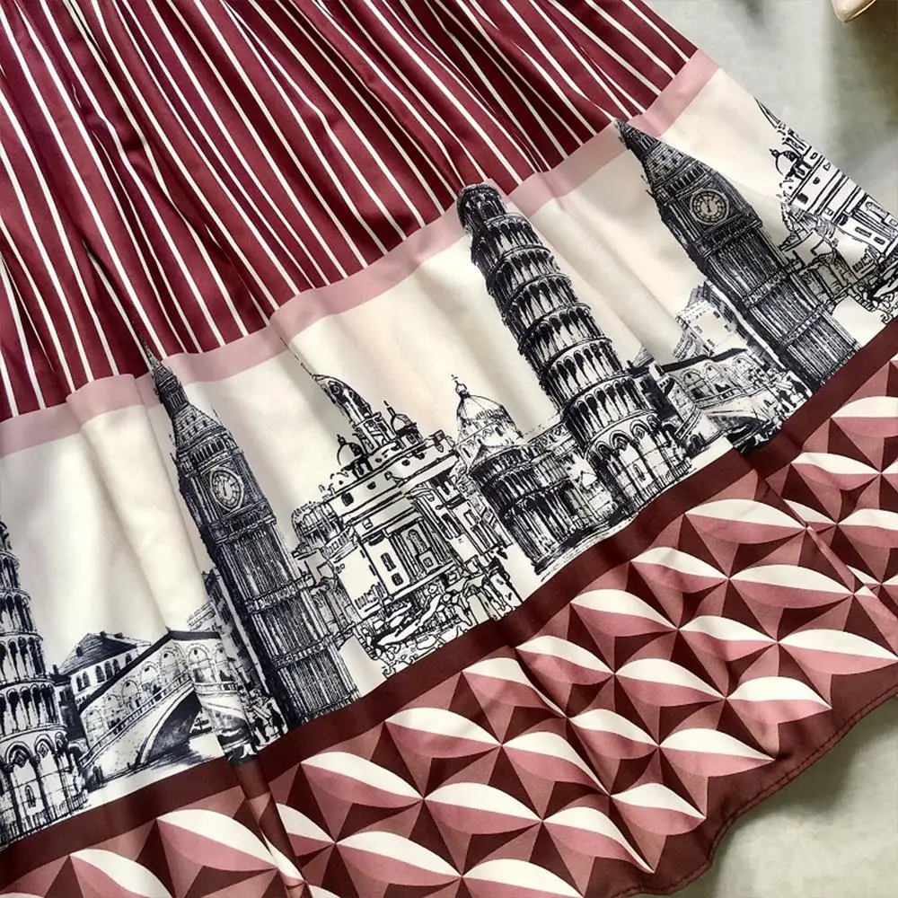 

SISHION Printed Women Long Skirt VD1950 High Waist White Red Cake Y2K Skirt Faldas Jupe Femme