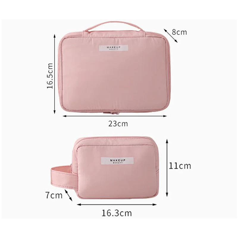 

Travel Cosmetic Bag Beautician Make up Bag Quick Makeup Bag Purse Toiletry Bag Organizer Pink Makeup Pouch Waterproof Handbag
