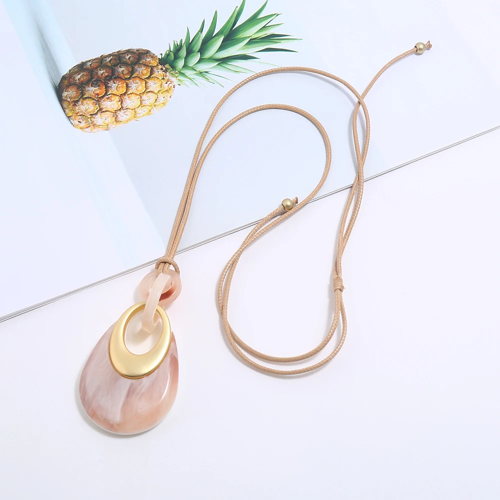 Массивное акриловое ожерелье с подвеской из кожи выдвижная цепочка для женщин