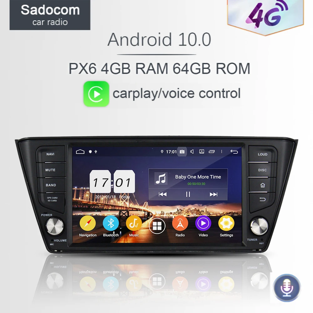 720P PX6 8 &quotDSP Android 9 0 4 Гб + 64 ядерный автомобильный dvd плеер GPS RDS авторадио для VW Skoda Fabia